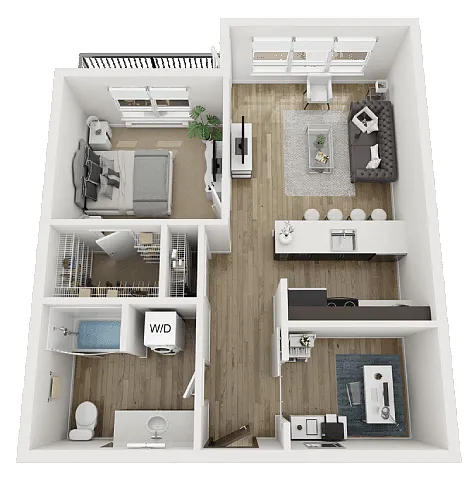Floor plan 1 Bed 1 Bath w/ Den