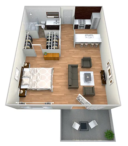 Floor plan Little Spur - 1 Bedroom 1 Bath