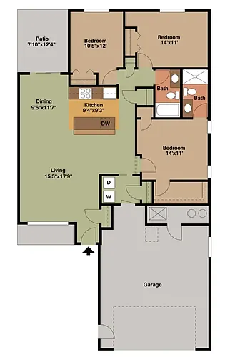 Floor plan 3 Bedroom 1 Story