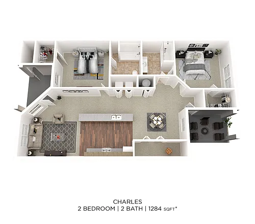 Floor plan Two Bedroom 2 Bath