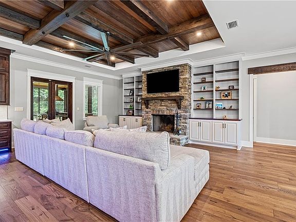 Stone fireplace with Bookcases