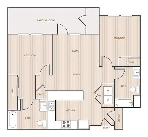 Floor plan 2 Bedroom 2 Bathroom 22D