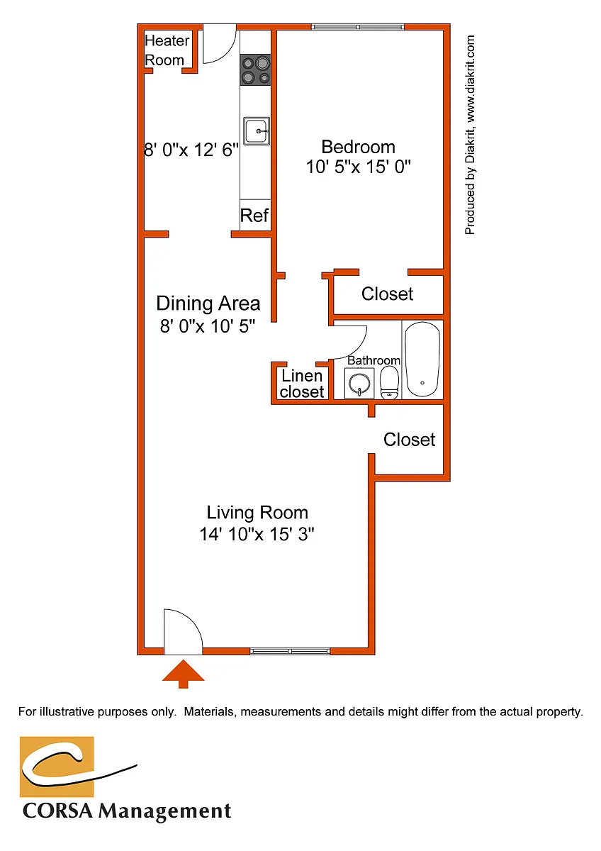 Floor plan 1 Bedroom Back