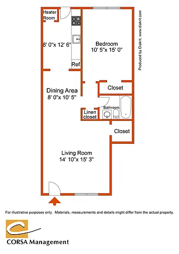 Floor plan 1 Bedroom Back