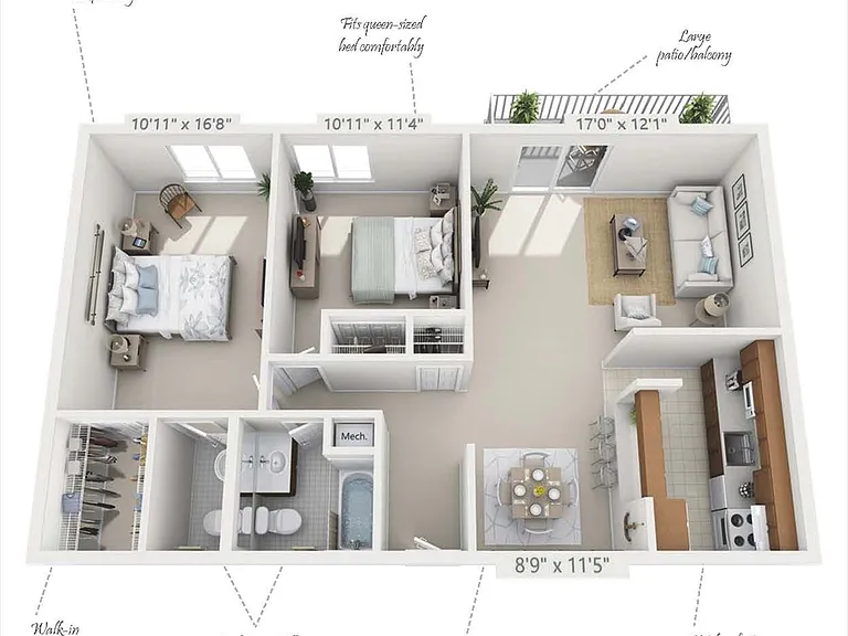 Deerfield 2 Bath 3D Floorplan 2025-09-23 Deerfield 2 Bath 3D Floorplan 2025-09-23