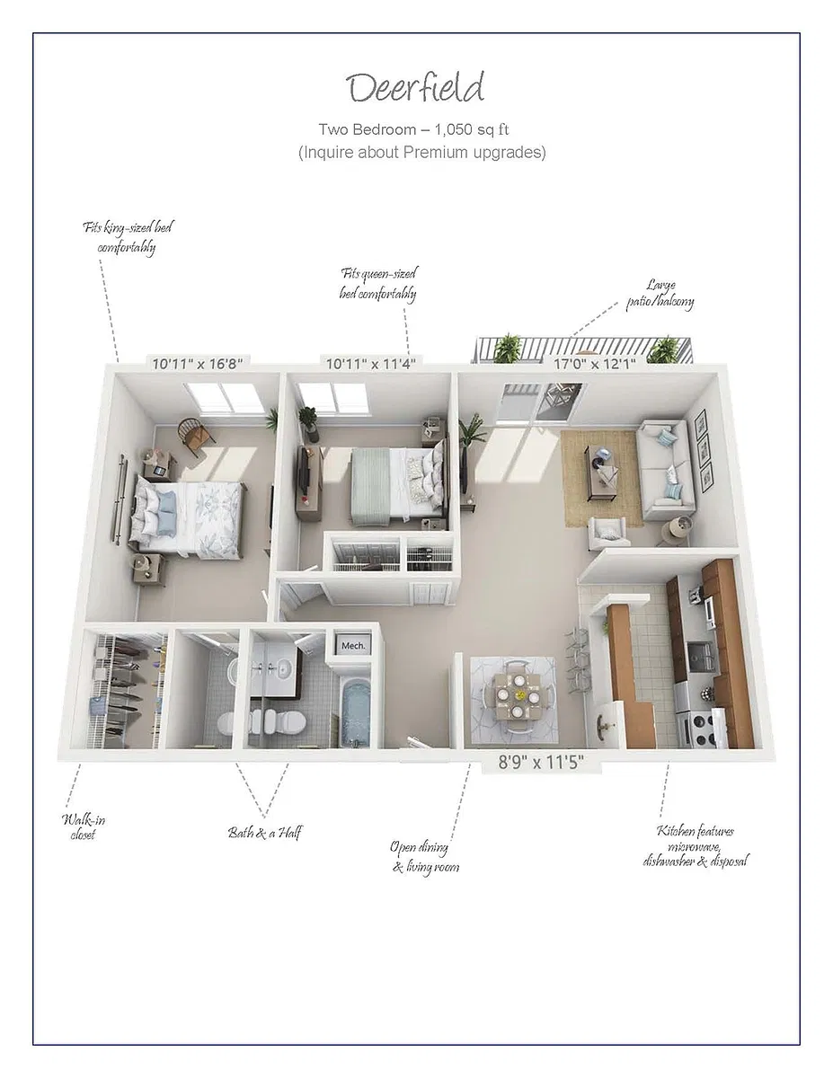 Floor plan Deerfield (2 Bath)