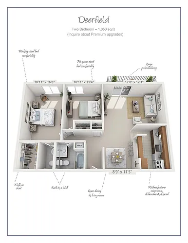 Floor plan Deerfield (2 Bath)