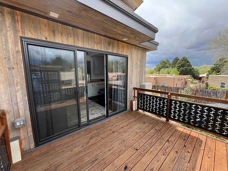 Sliding door out to the beautiful Taos sky.