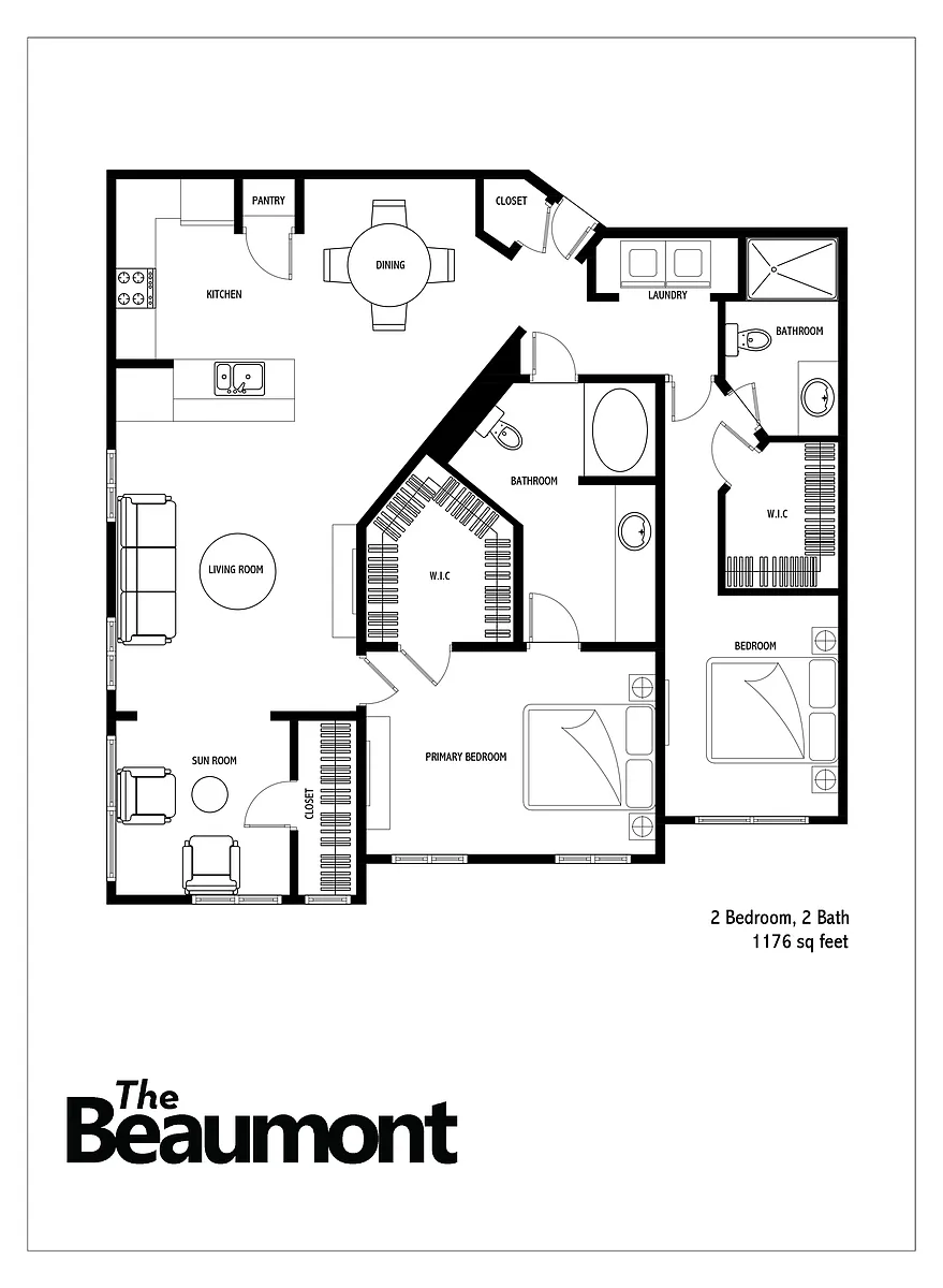 Floor plan 2 Bed 2 Bath