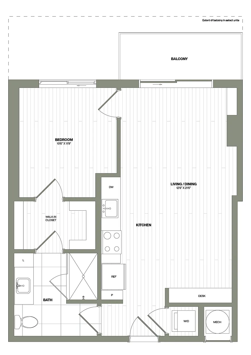Floor plan 1 Bed/1 Bath-A1