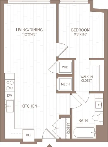 Floor plan 1 Bed/1 Bath-A3