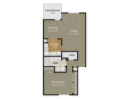 Floor plan 1 Bed x 1 Bath