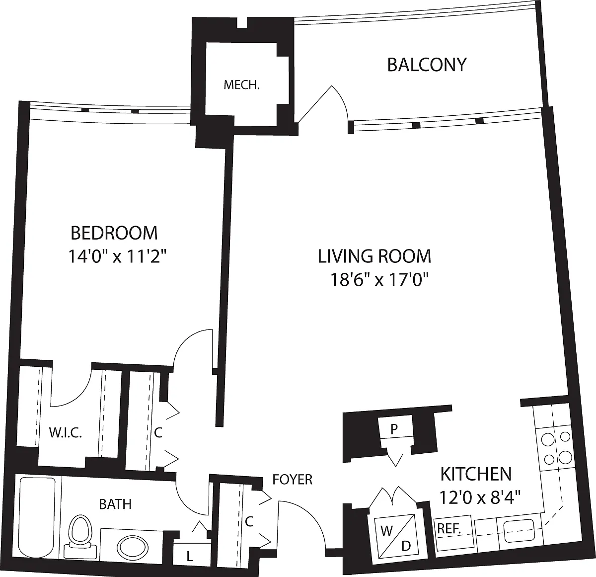 Floor plan 1 Bedroom H