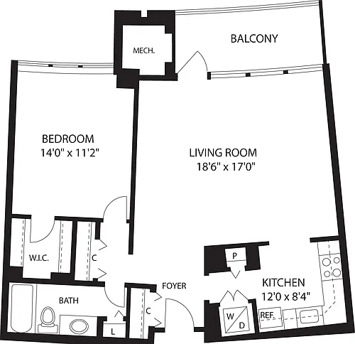 Floor plan 1 Bedroom H