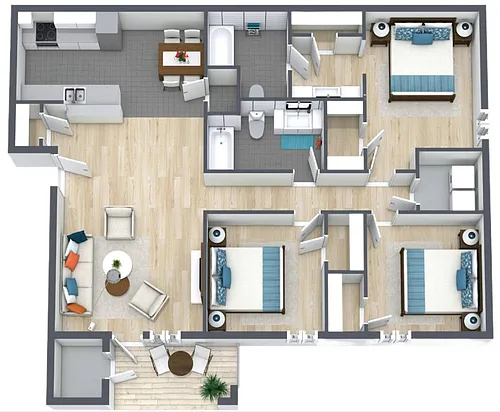 Floor plan 3BR - 2BTH