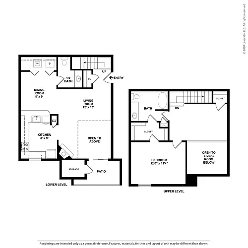 Floor plan 1 bedroom 1.5 bath
