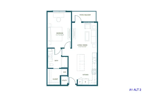 Floor plan A1 ALT 2 | 1 Bed | 1 Bath