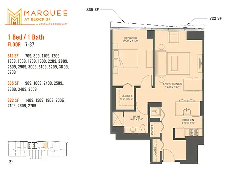 Floor plan 1 Bedroom x 09