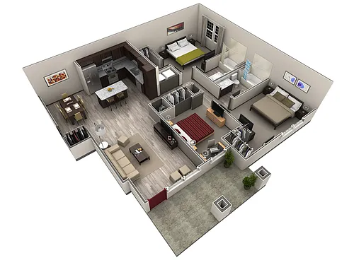 Floor plan 3 BR Grand Courtyard