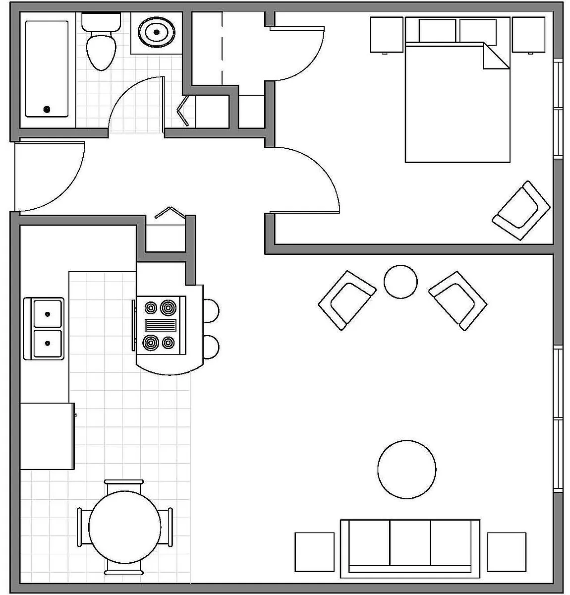 Floor plan 1 Bedroom Classic+