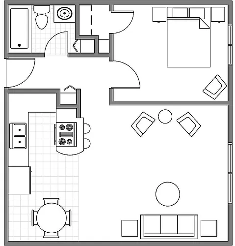 Floor plan 1 Bedroom Classic+