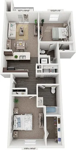 Floor plan Two Bedroom Two Bathroom