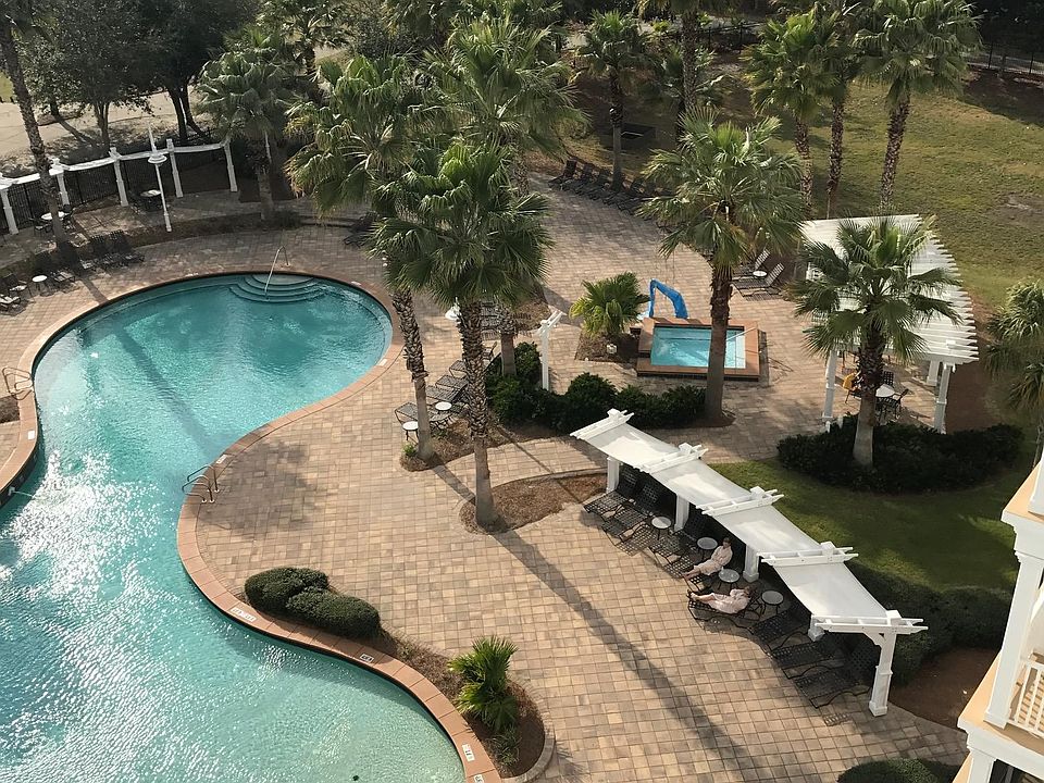 View to pool from balcony 
