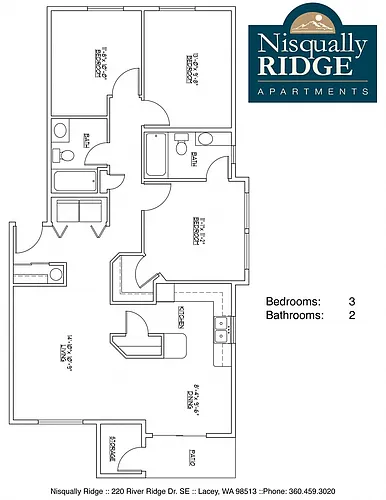 Floor plan 3 Bed 2 Bath A