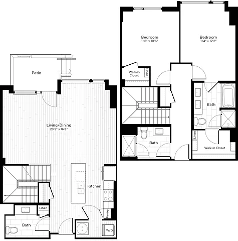 Floor plan 2AB Townhome w/ Balcony