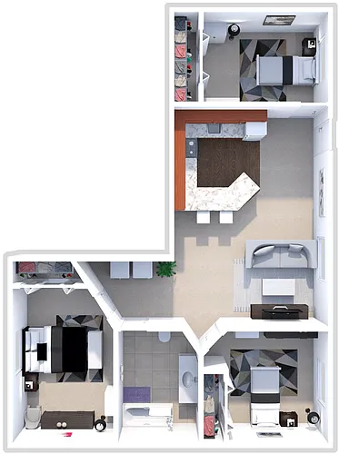 Floor plan Three Bedroom One Bathroom