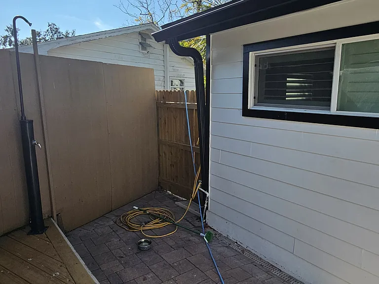 Back yard patio and outdoor shower