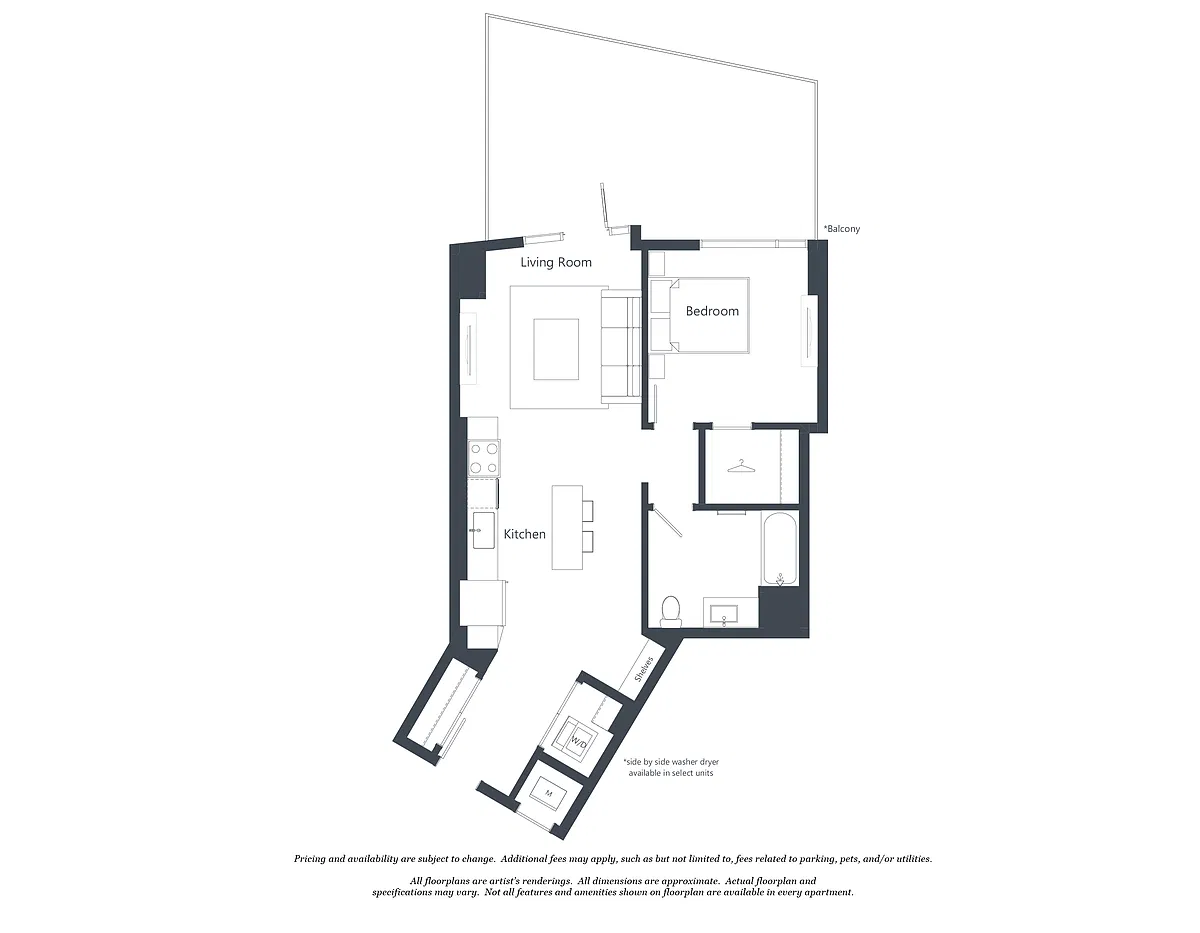 Floor plan 1 Bed - 1 Bath | a04
