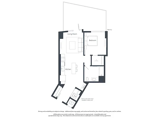 Floor plan 1 Bed - 1 Bath | a04