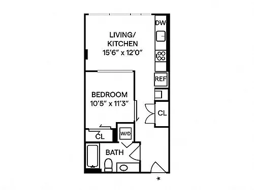 Floor plan 1 Bedroom 1 Bathroom MFTE