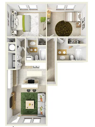 Floor plan 2 Bed 2 Bath A