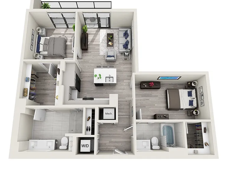Two Bedroom Two Bath (994 SF) Two Bedroom Two Bath (994 SF)