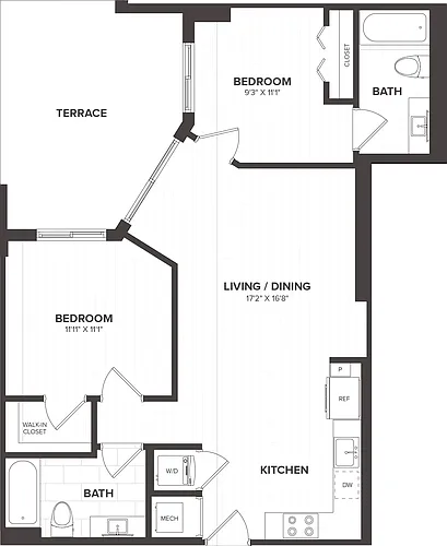 Floor plan 2 Bed/2 Bath-B13