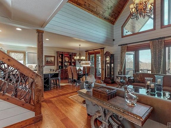 Living room toward dining room with Chimney Top in