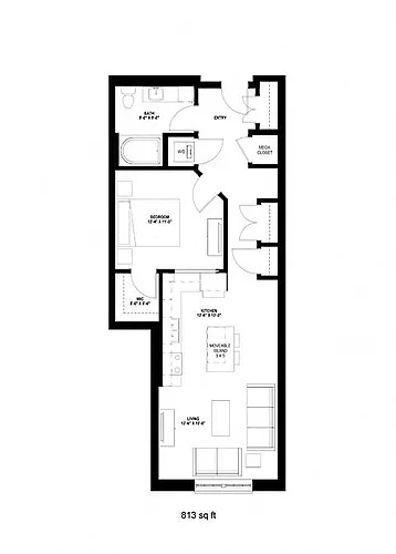 Floor plan One Bedroom - B