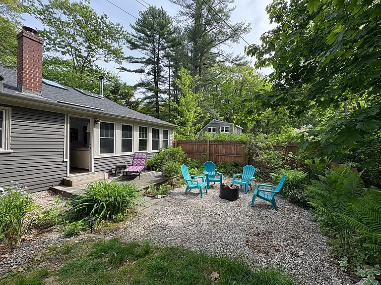Back yard, small deck and fire pit area