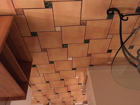 Unique tile floor in kitchen