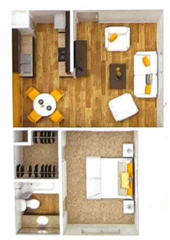 Floor plan One Bedroom/ One Bath (Classic)