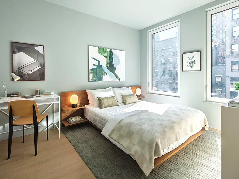 Step into the elegance of Mabel, where modern design meets comfort. This bright bedroom, featuring large windows and stylish decor, invites relaxation. Explore our unique amenities and schedule your tour today to see your future home!