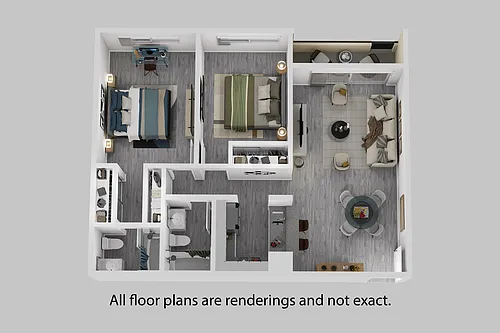 Floor plan 2 Bedroom + 2 Bath
