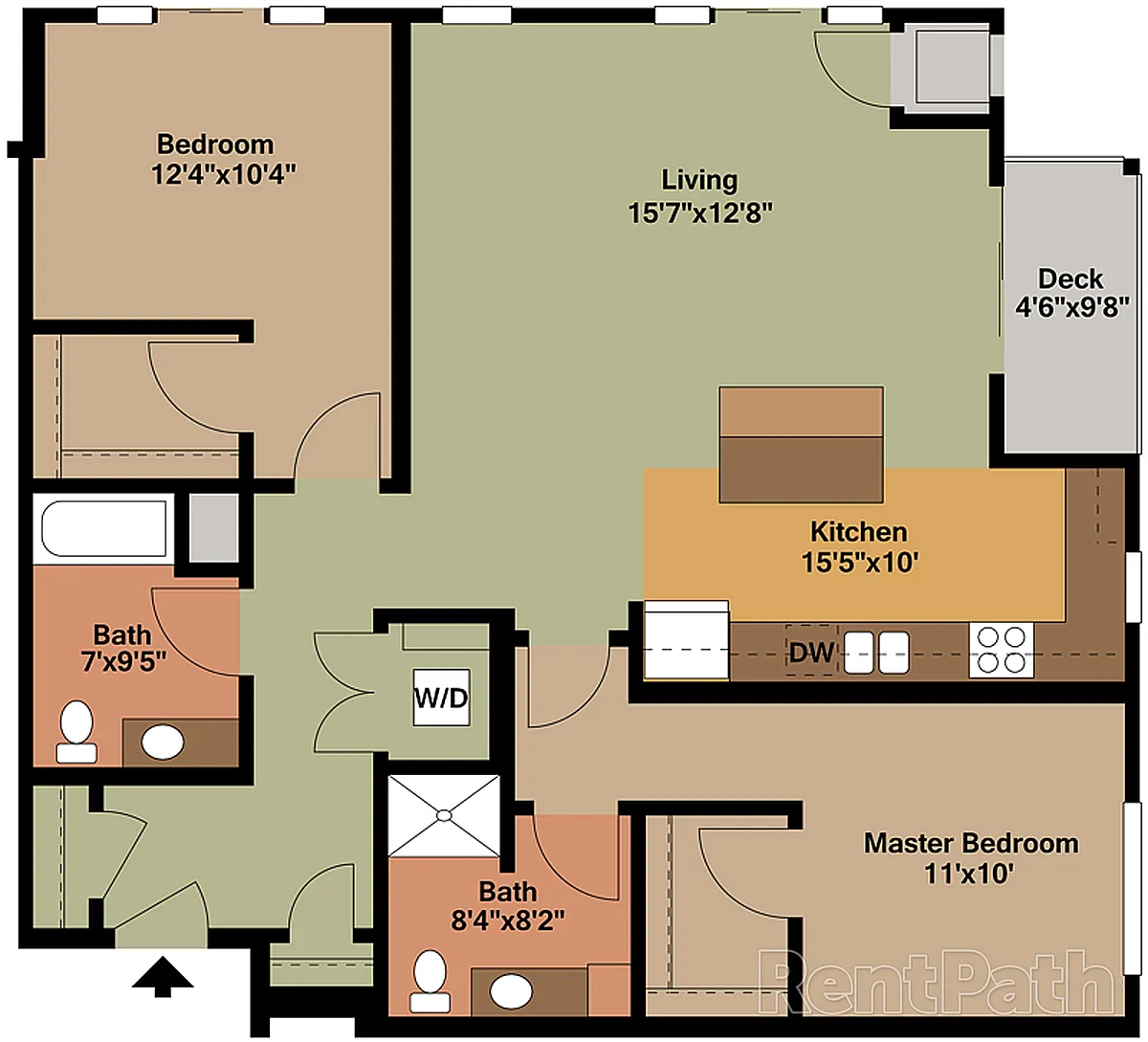 Floor plan 2 BR Corner Unit