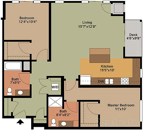 Floor plan 2 BR Corner Unit