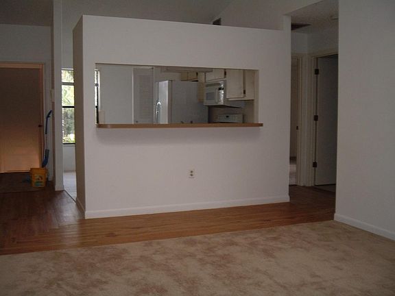 view from living room to kitchen