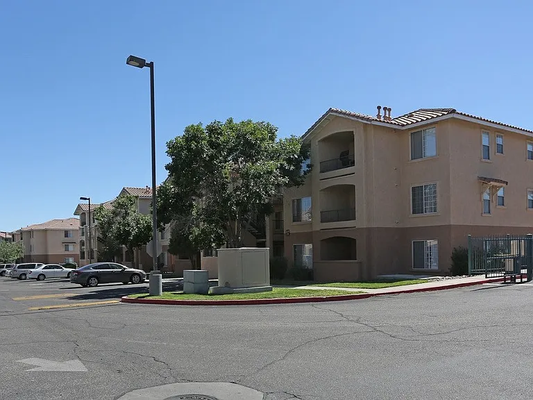 Gated entry and large parking lot