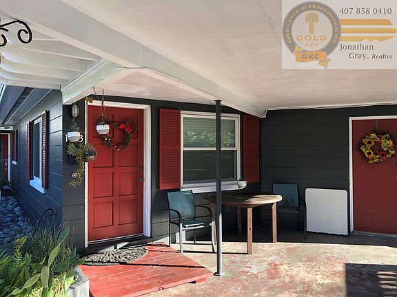 Front door in Carport. Side door to Laundry.