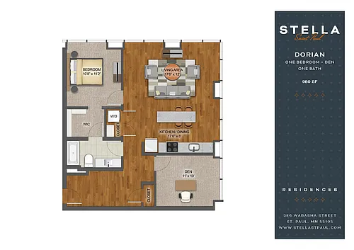 Floor plan Dorian | 1 + Den